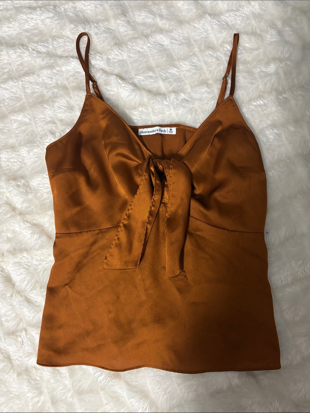 Medium Abercrombie & Fitch Copper Satin Tie-Front Cami